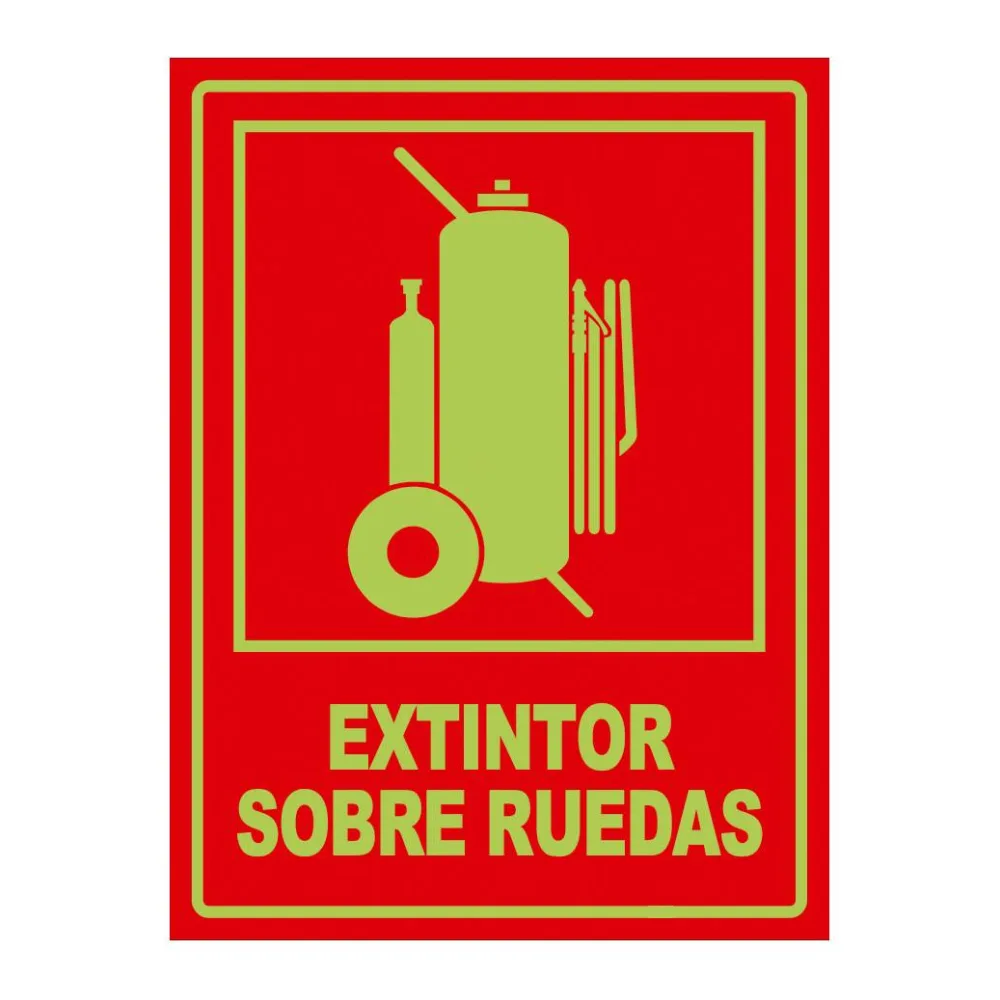 Señal Fotoluminiscente Extintor C/ruedas Vertical