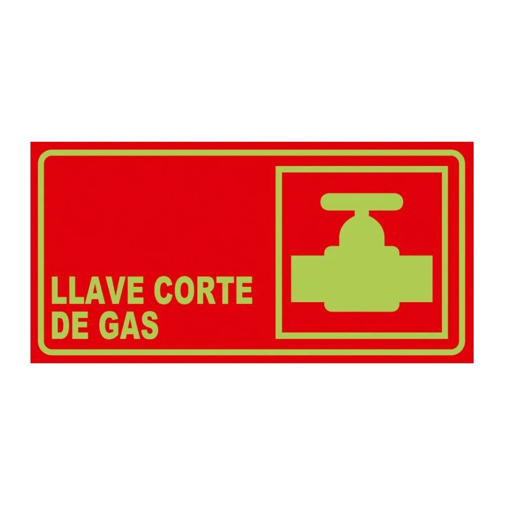 Señal Fotoluminiscente Llave Corte Gas Horizontal