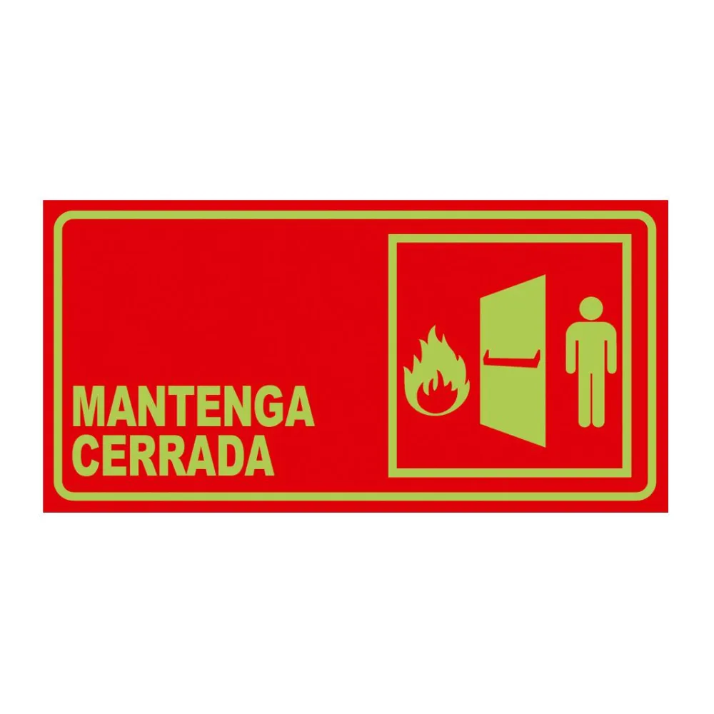 Señal Fotoluminiscente Mantenga Cerrada Horizontal
