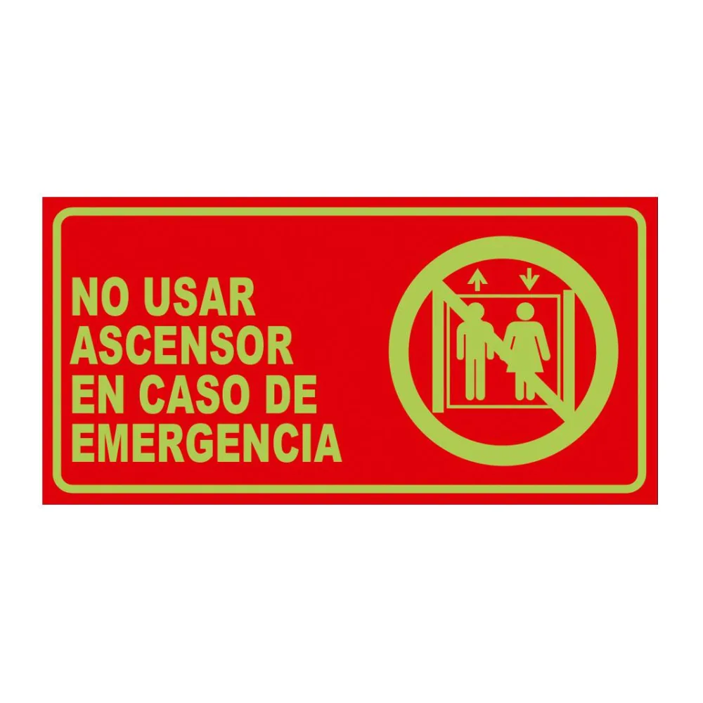 Señal Fotoluminiscente No Usar Ascensor Horizontal
