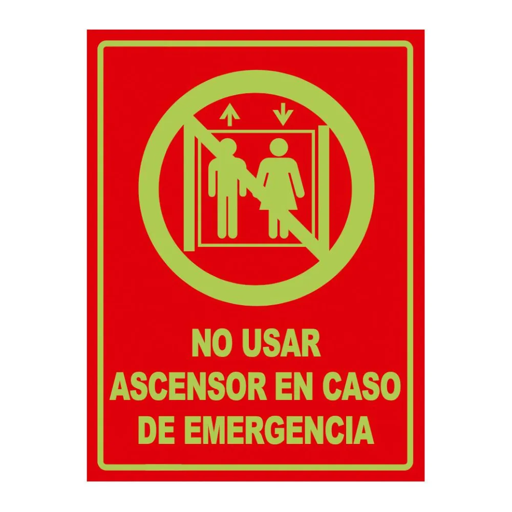Señal Fotoluminiscente No Usar Ascensor Vertical