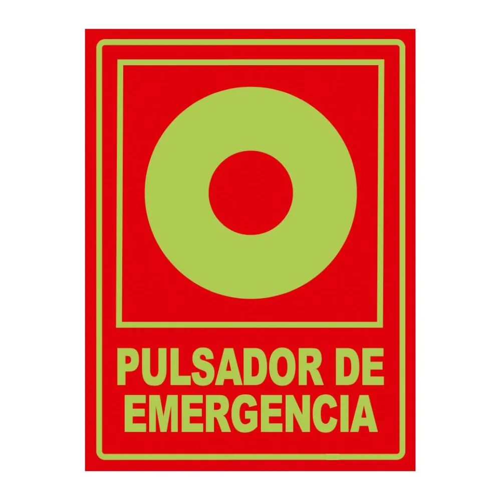 Señal Fotoluminiscente Pulsador Emergencia Vertical