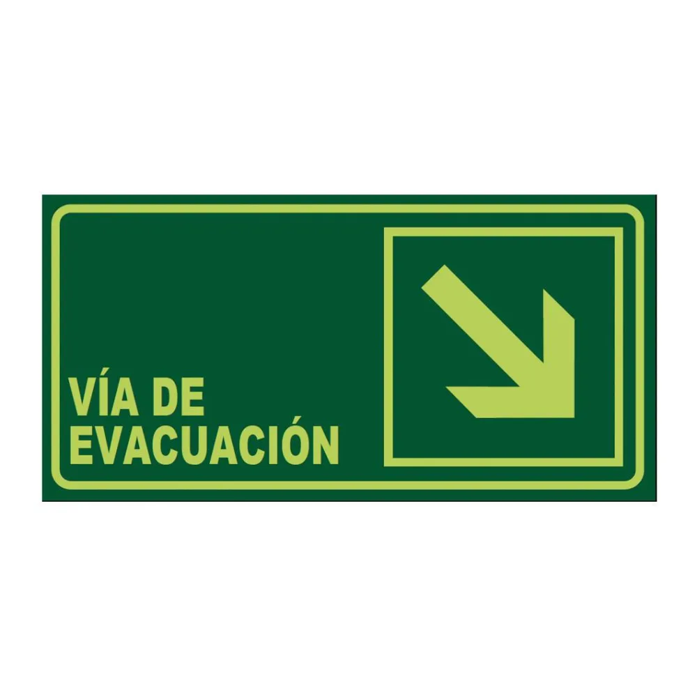 Señal Fotoluminiscente Via Evacuacion Abajo Derecha Horizontal
