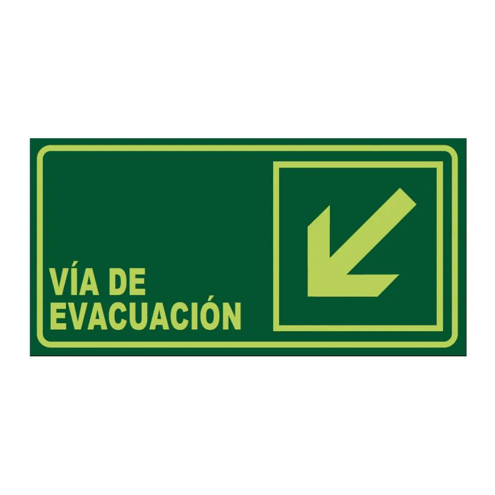 Señal Fotoluminiscente Via Evacuacion Abajo Izquierda Horizontal