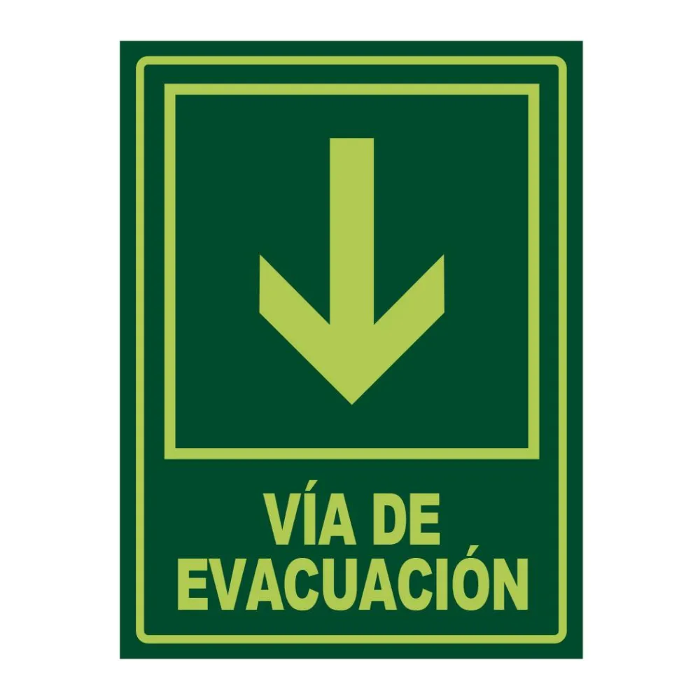Señal Fotoluminiscente Via Evacuacion Abajo Vertical