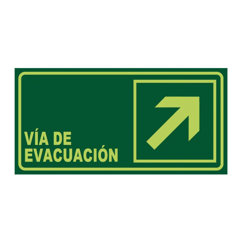 Señal Fotoluminiscente Via Evacuacion Arriba Derecha Horizontal