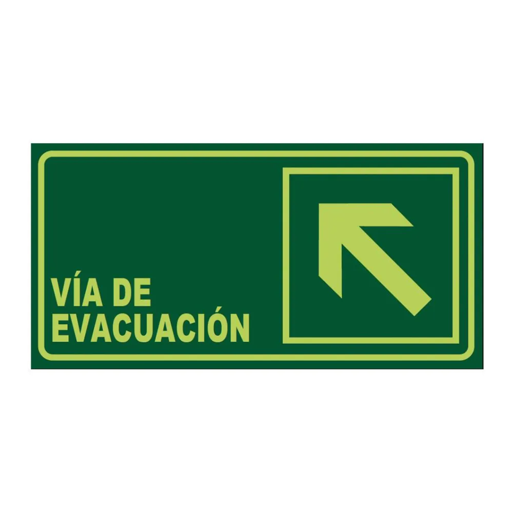 Señal Fotoluminiscente Via Evacuacion Arriba Izquierda Horizontal