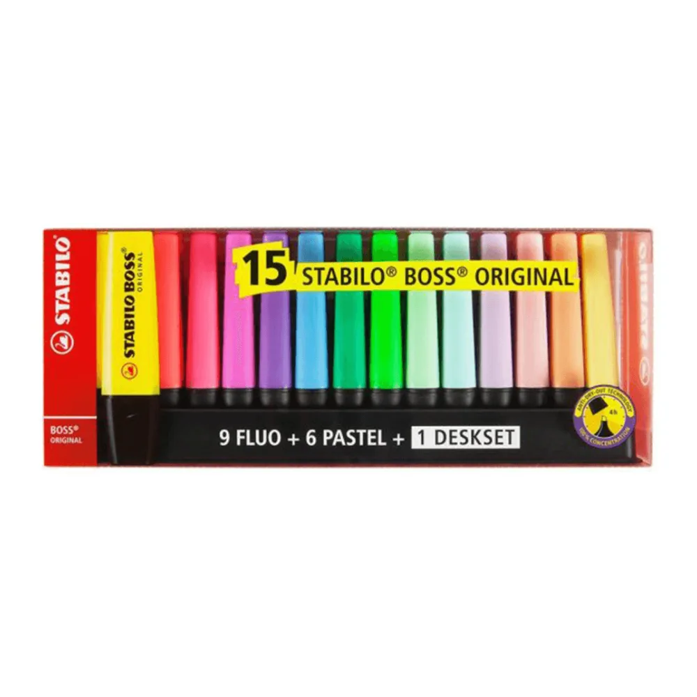 Set 15 Destacadores Colores Neon y Pastel Stabilo