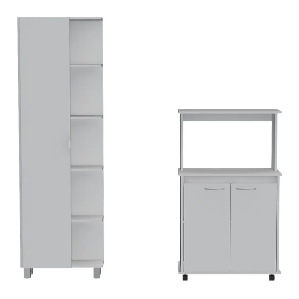 Set Mueble Microondas + Despensa Kitchen 1 Blanco Tuhome