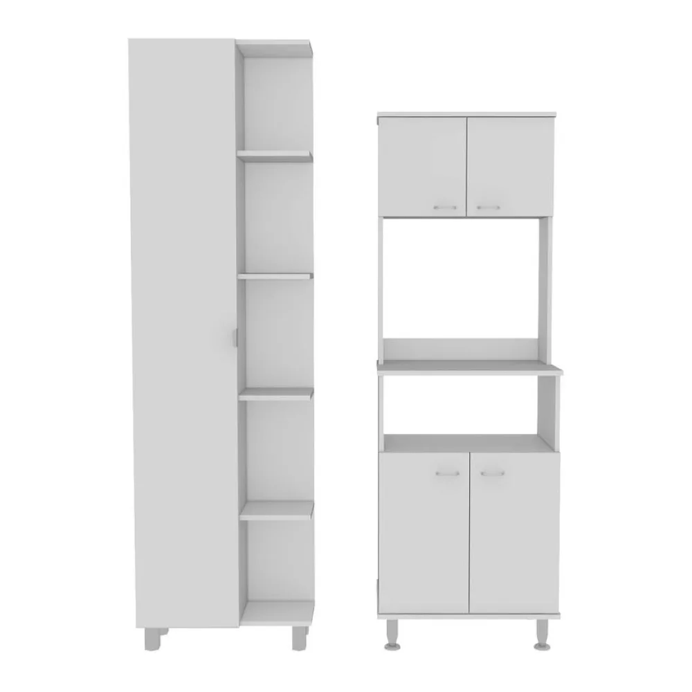 Set Mueble Microondas + Despensa Kitchen 4 Blanco Tuhome