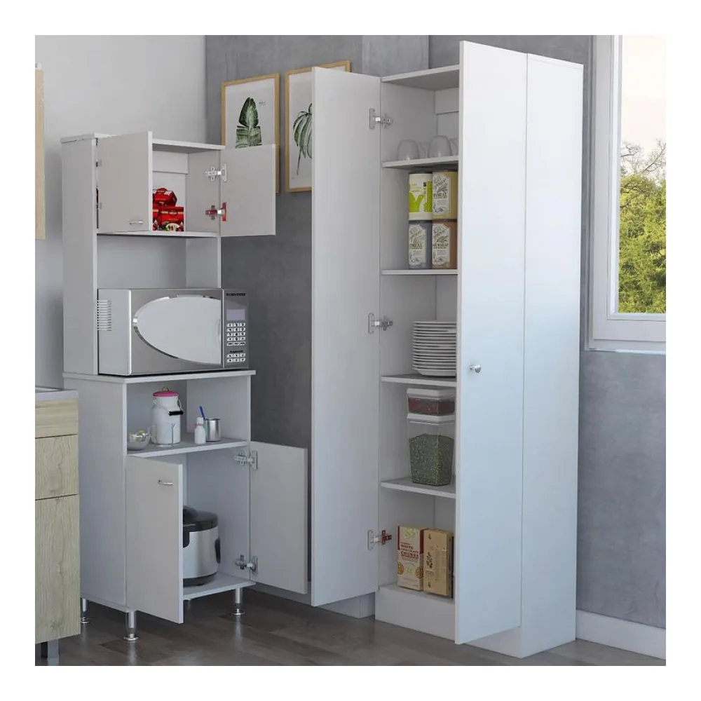 Set Mueble Microondas + Despensa Kitchen 5 Blanco Tuhome