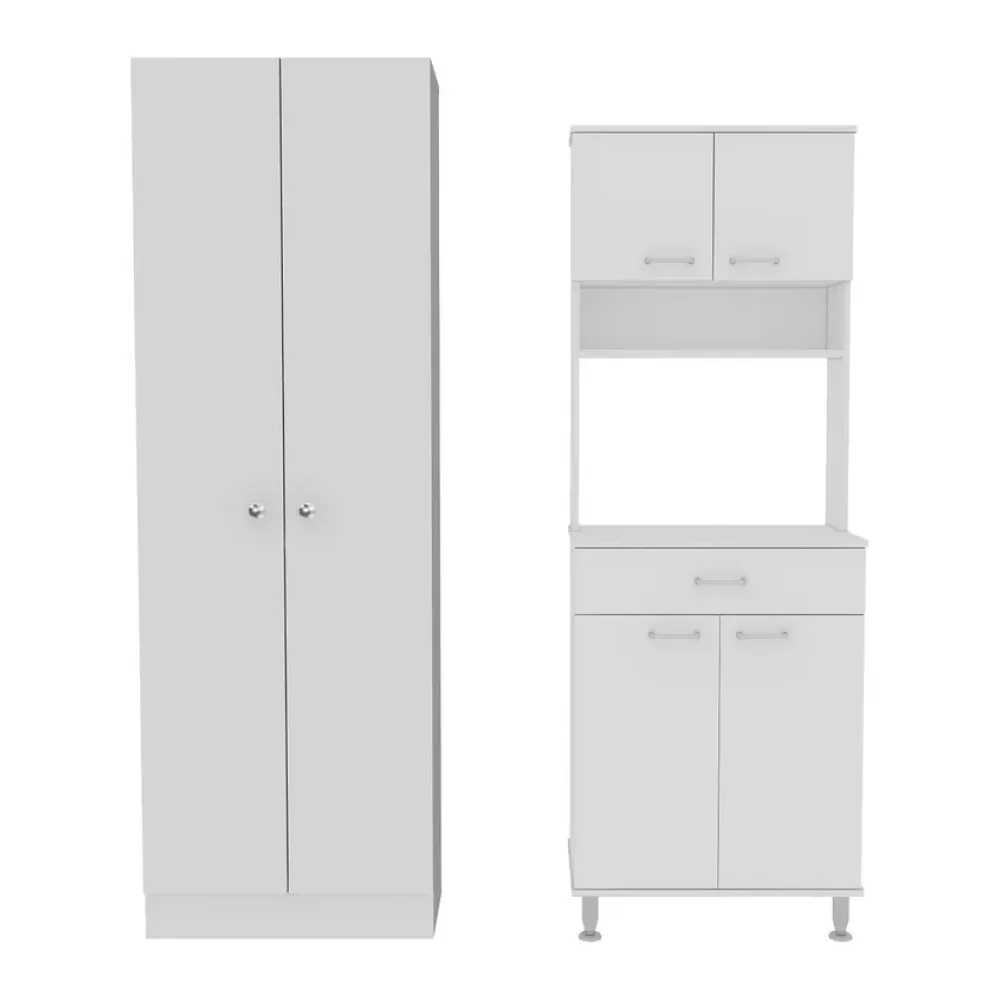 Set Mueble Microondas + Despensa Kitchen 8 Blanco Tuhome