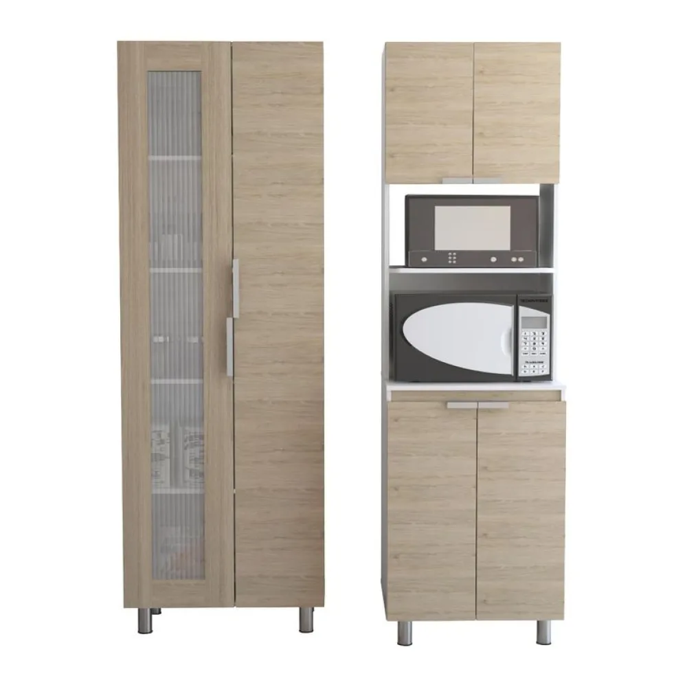 Set Mueble Microondas+despensa Oak/blanco Tuhome