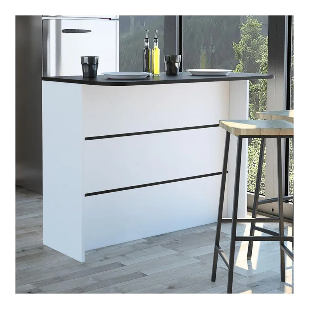 Set Mueble Microondas + Isla de Cocina Blanco Tuhome