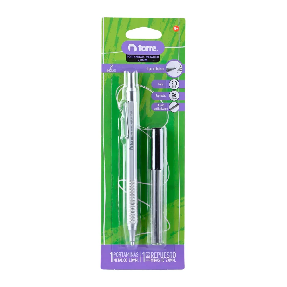 Set Portaminas Metalico 2,0 Mm + Minas Torre