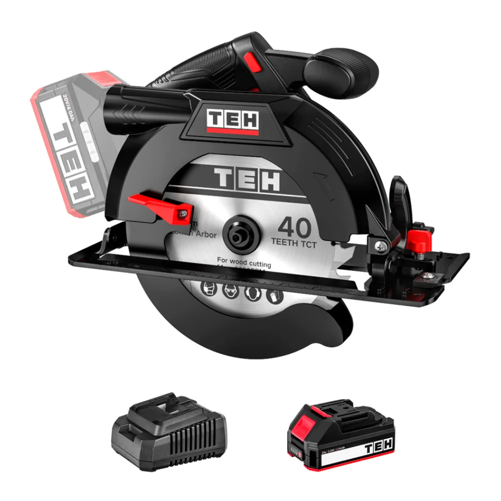 Sierra Circular Inalámbrica Brushless 20V + 1 Batería + Cargador Tehtools