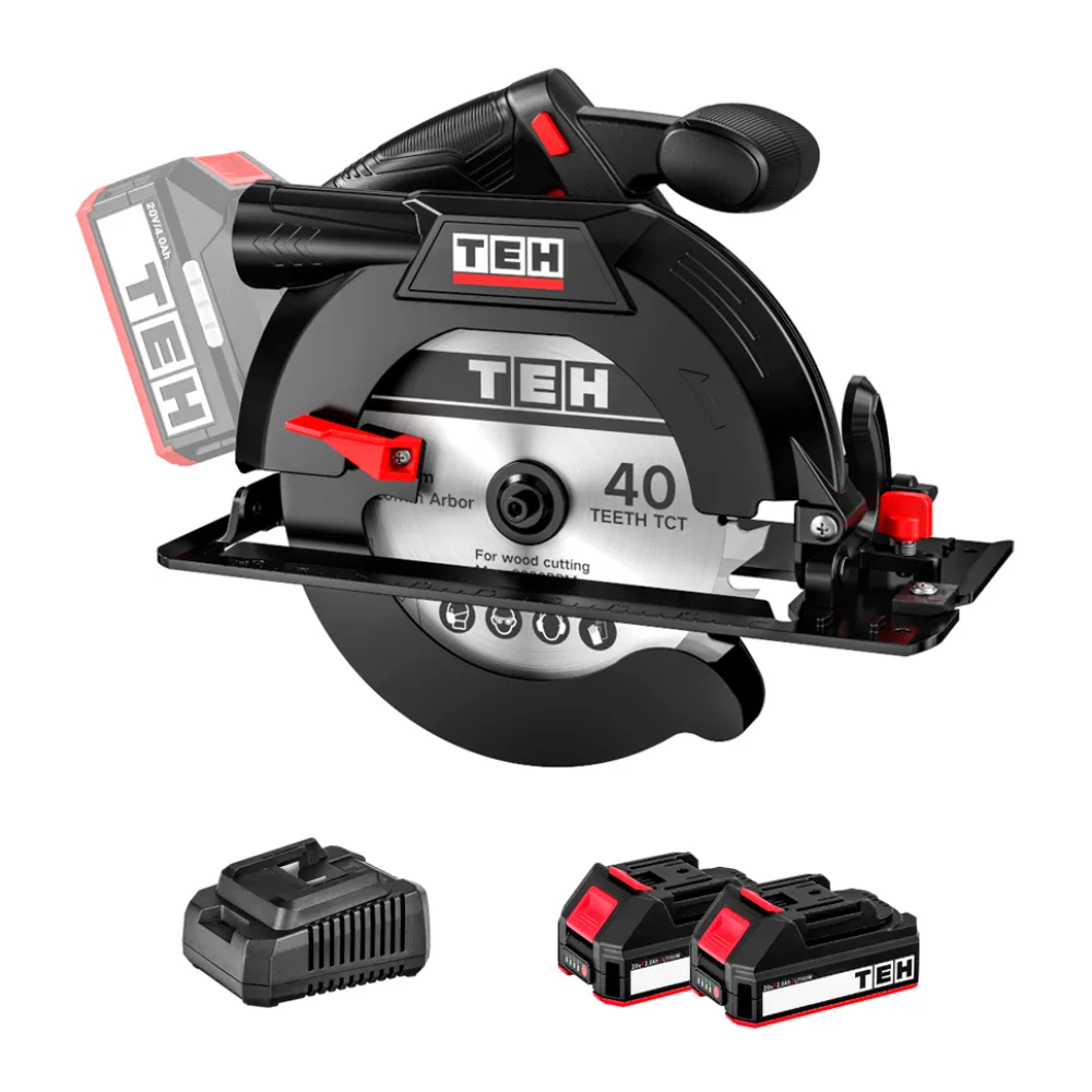 Sierra Circular Inalámbrica Brushless 20V + 2 Batería + Cargador Tehtools