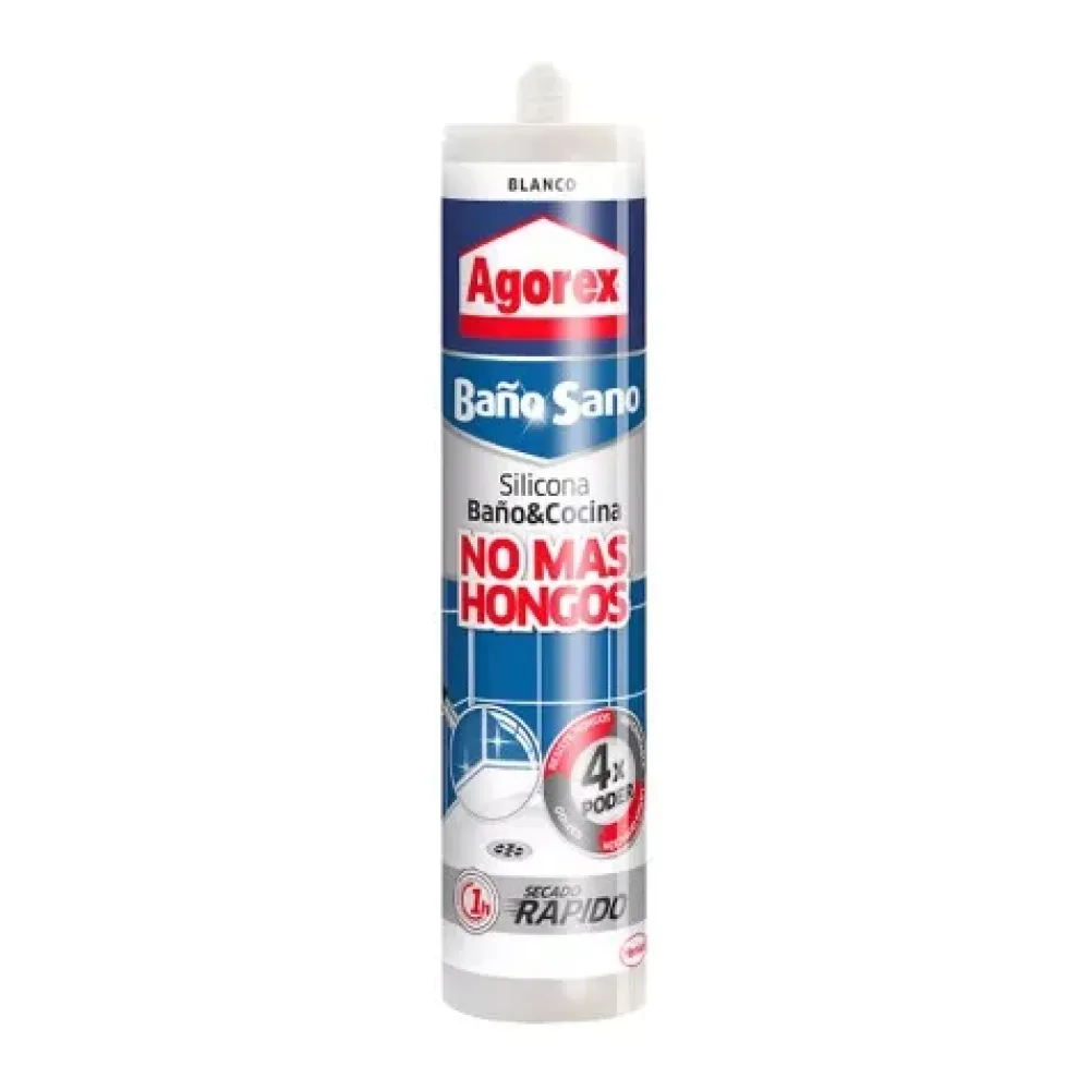 Silicona Acética Antihongos Baño y Cocina Blanco 300ML Agorex