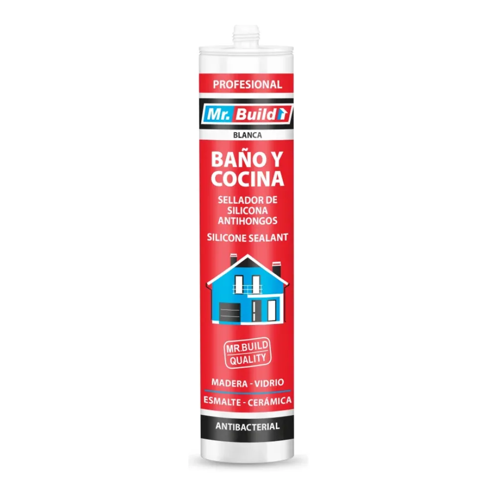 Silicona Baño y Cocina Blanca con Fungicida Mr Build 280 Ml Mr. Build