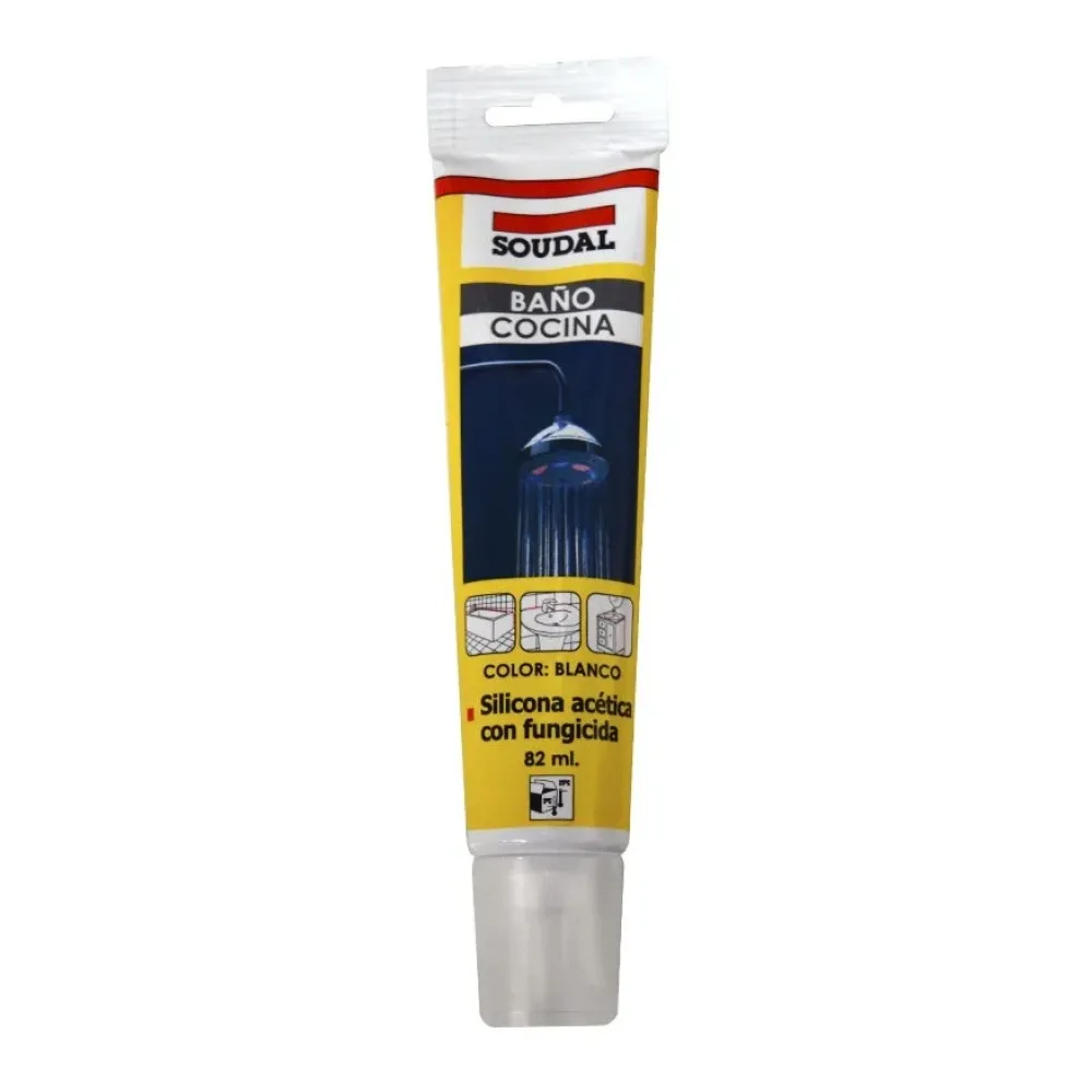 Silicona Soudal Blanca Pomo 82 Gr.con Fungicida