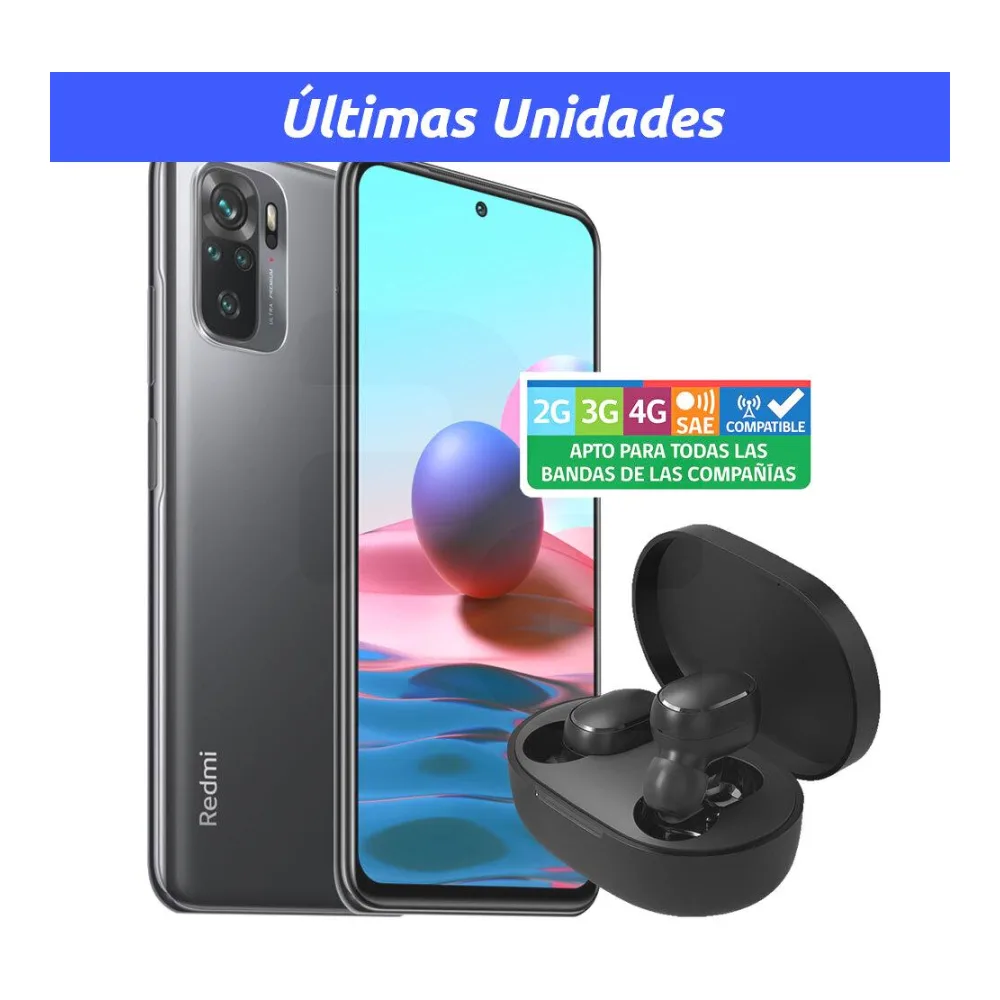 Smartphone Redmi NOTE10 128GB/4GB Gris Liberado+ Bundle Xiaomi