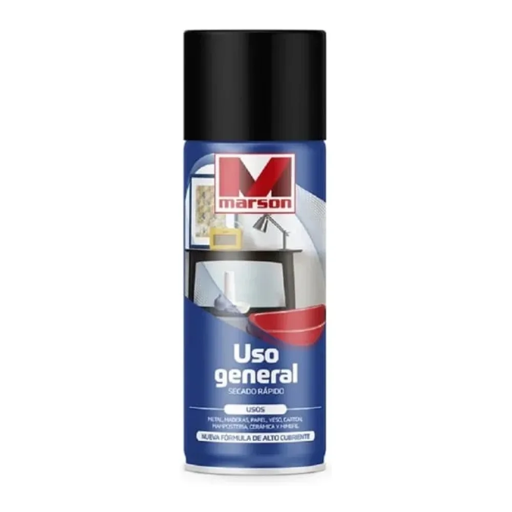 Spray Esmalte Negro Opaco 350 Ml Uso General Marson