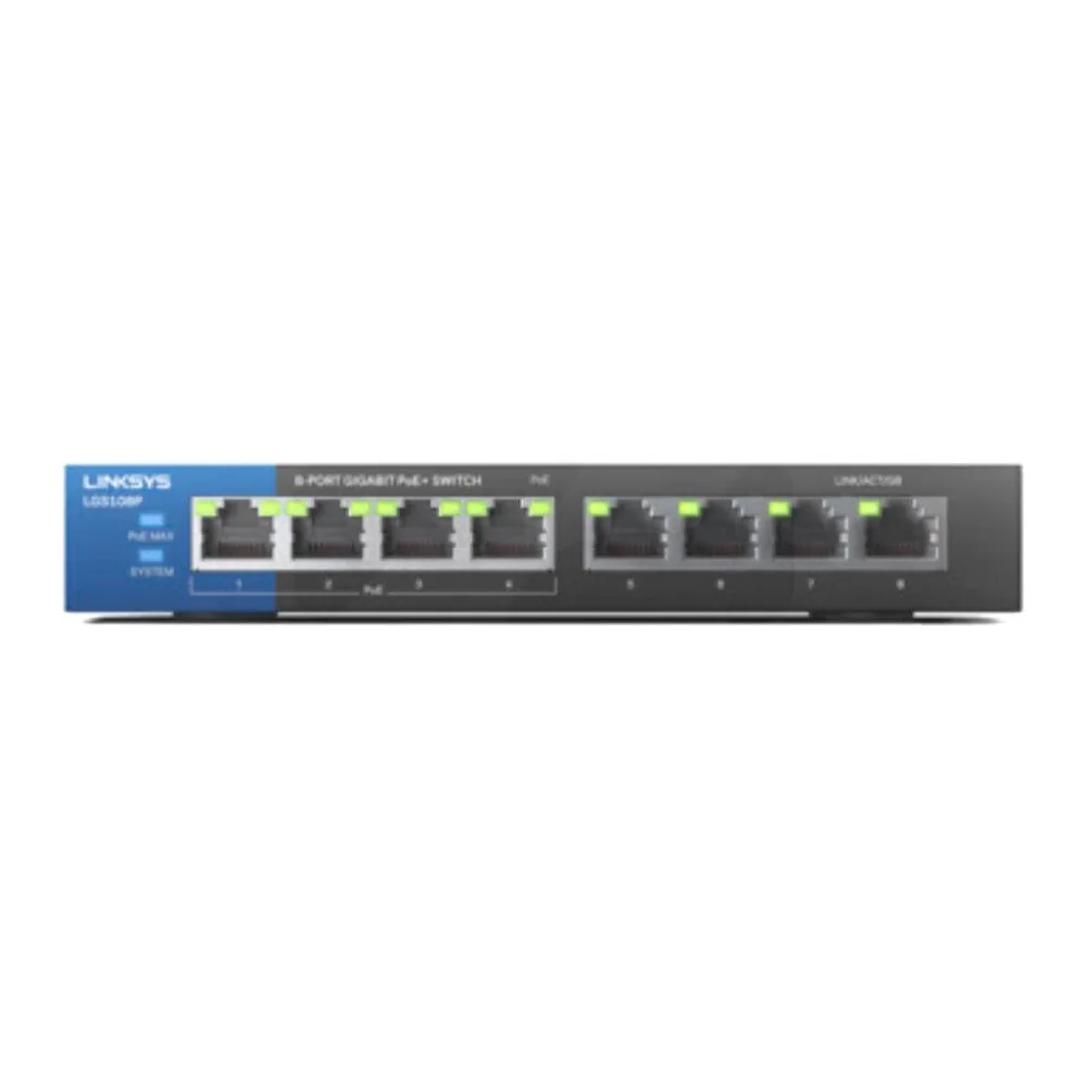 Switch Poe de Escritorio 8 Puertos Gigabit LGS108P Linksys