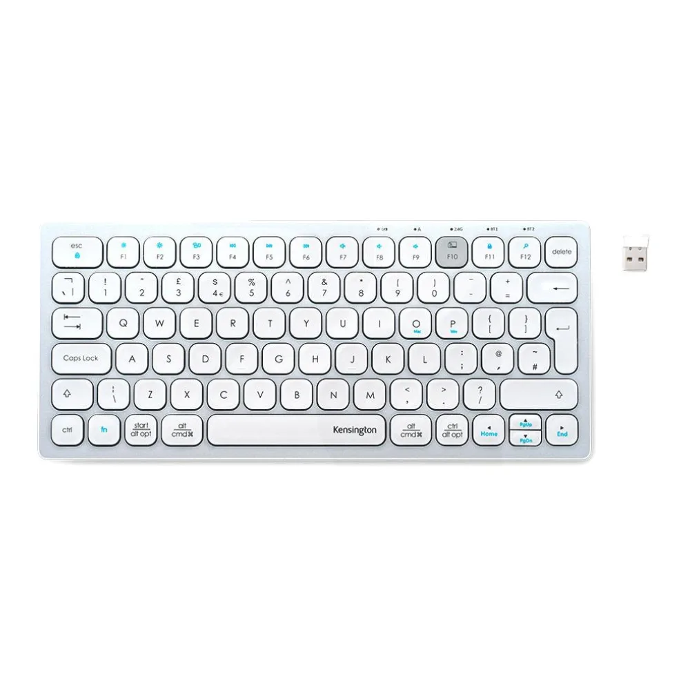 Teclado Compacto Multidispositivo Inalámbrico Dual Wireless Bluetooth Blanco Kensington