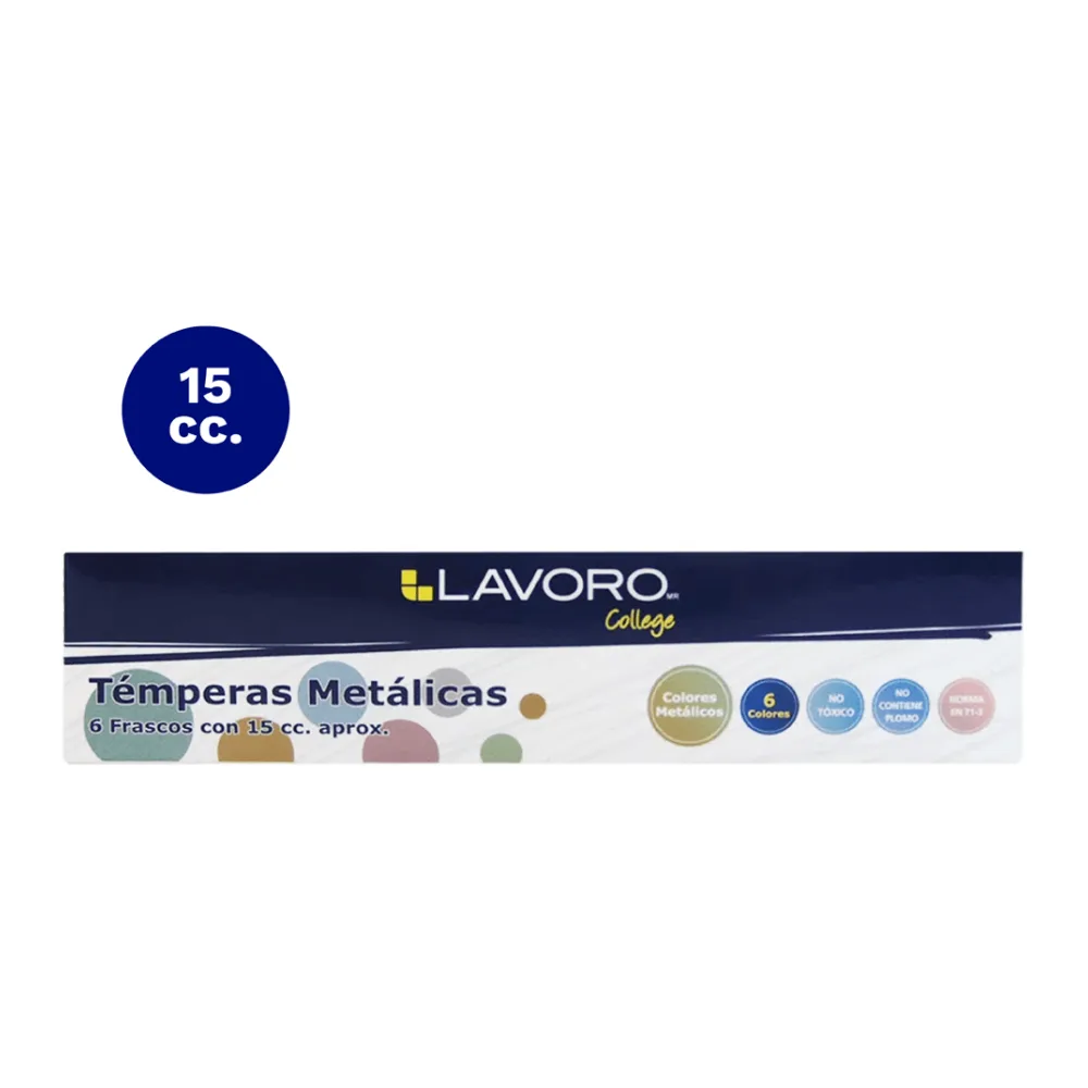 Tempera Metalica 6 Colores 15 Ml Lavoro