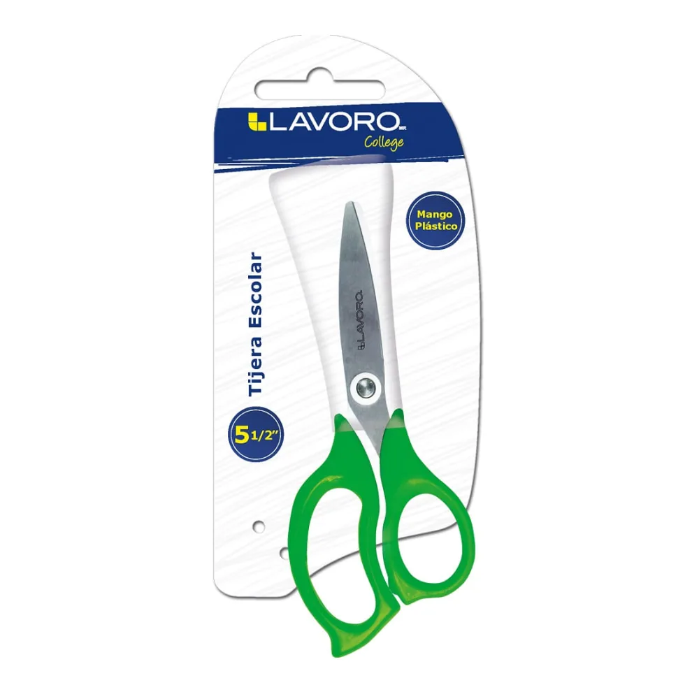 Tijera Escolar 5 1/2" Colores Neon Mango Ergonometrico Lavoro