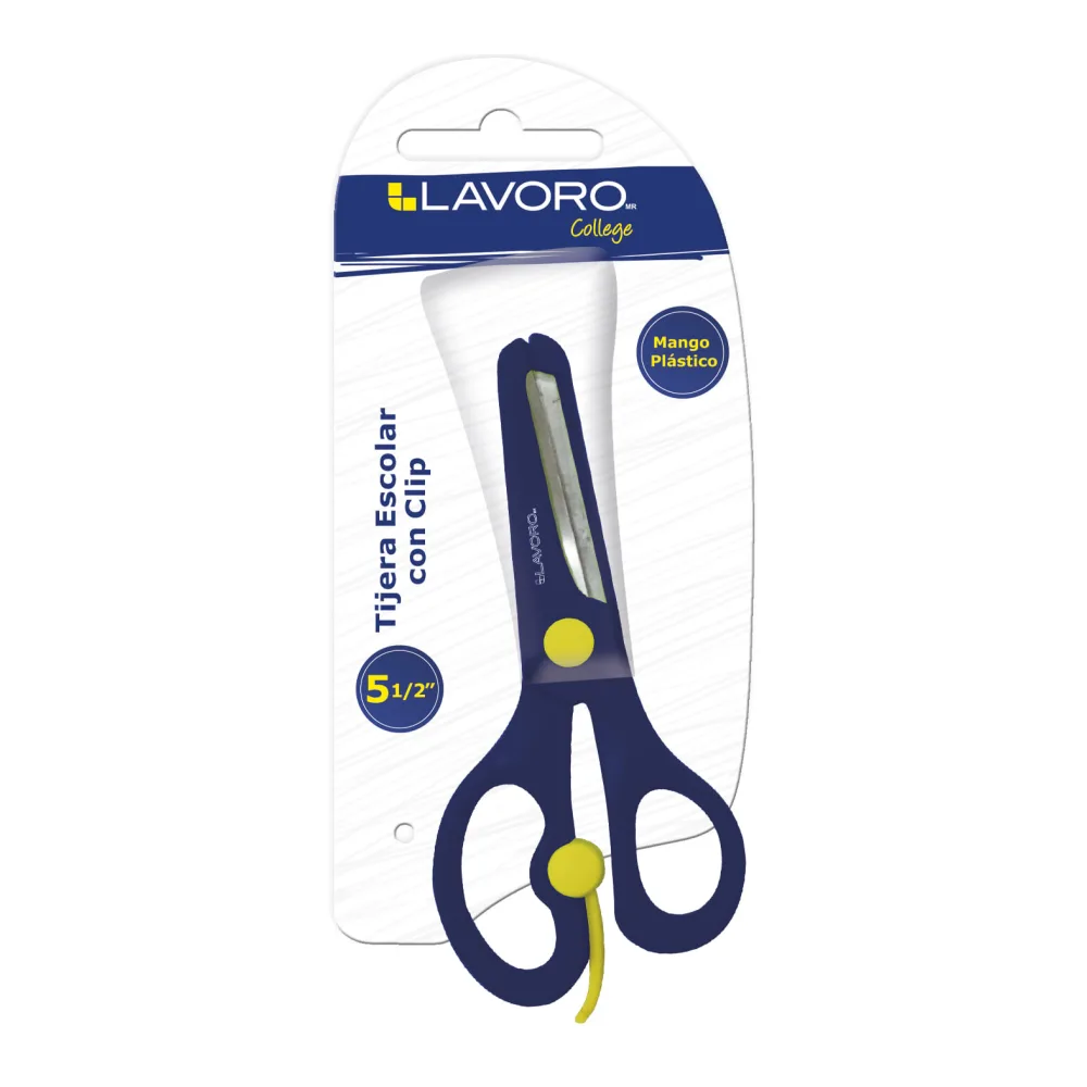 Tijera Escolar con Clip 5 1/2" en Blister Lavoro