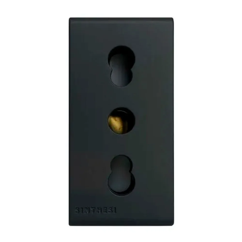 Tomacorriente Bipaso 10/16A 250V 2P+T Noir Mate S33 333126102 Sinthesi