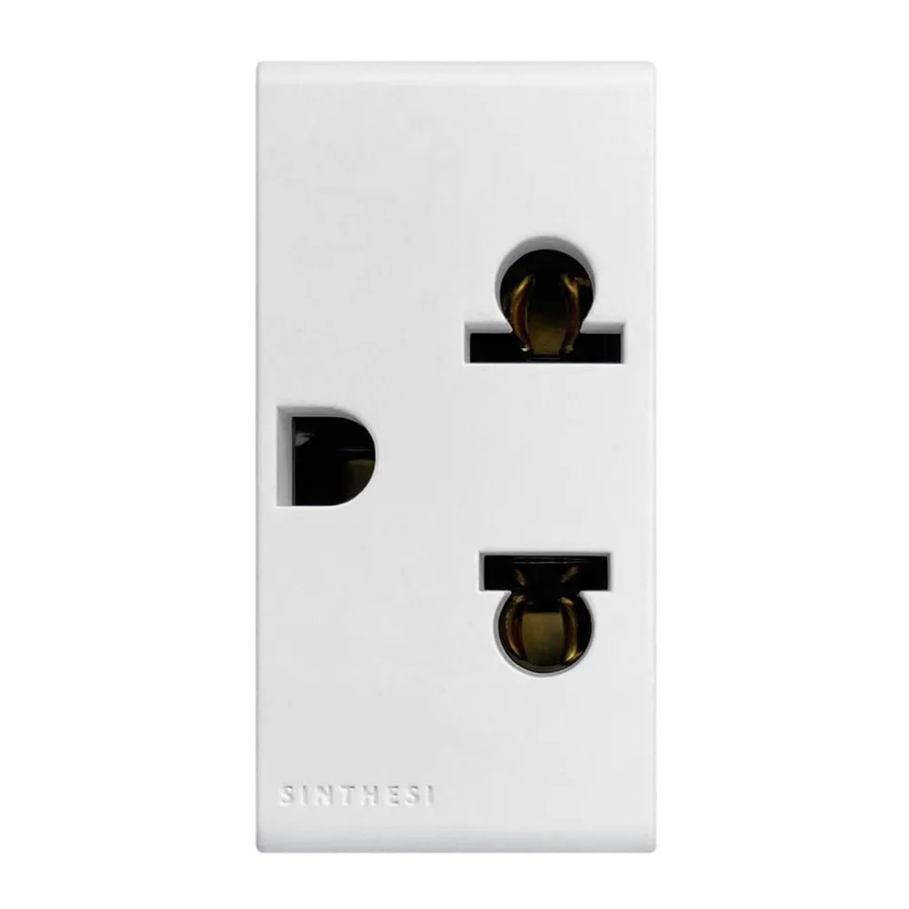 Tomacorriente Universal 16A 250V~ 2P+T Sinthesi S33 Blanco Mate 333821102 Sinthesi