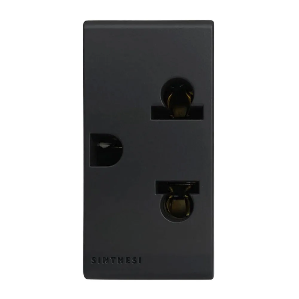 Tomacorriente Universal 16A 250V 2P+T Sinthesi S33 Noir Mate 333826102 Sinthesi