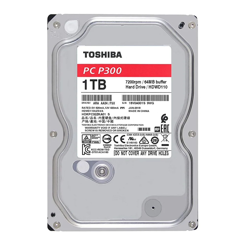 Toshiba Disco Duro Interno Computador 1TB 3.5 P300 HDWD110UZSVA