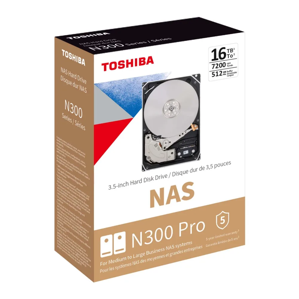 Toshiba N300 Pro Nas 16TB 7200 Rpm Sata Iii HDWG51GXZSTB