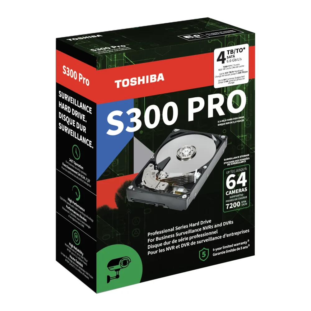 Toshiba S300 Pro 4TB Disco Duro Videovigilancia 7200 Rpm