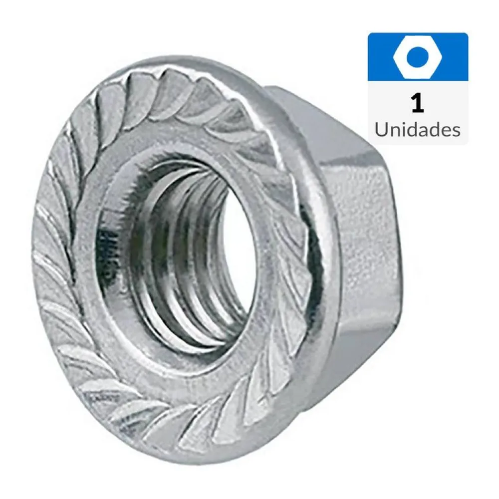 Tuerca Hexagonal Flange Unc 1/2-13 Zincado 1 Unid Mamut