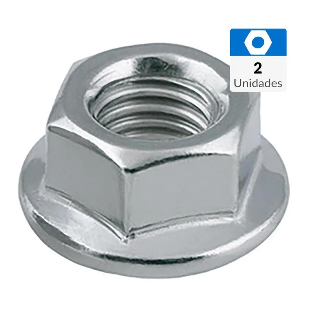 Tuerca Hexagonal Flange Unc 3/8-16 Zincado 2 Unid Mamut