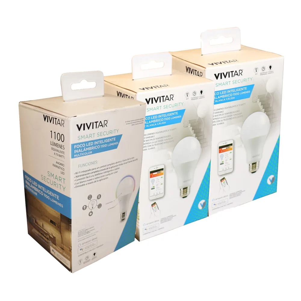 Vivitar Pack 2 Ampolletas Wifi Blanca + 1 Ampolleta Color