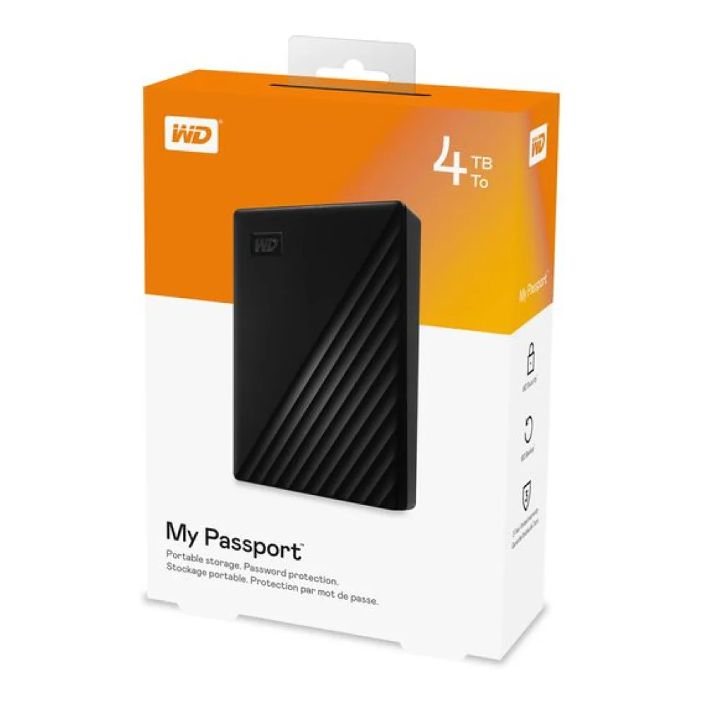 Western Digital Disco Duro Externo 4TB My Passport Negro WDBPKJ0040BBK-WESN