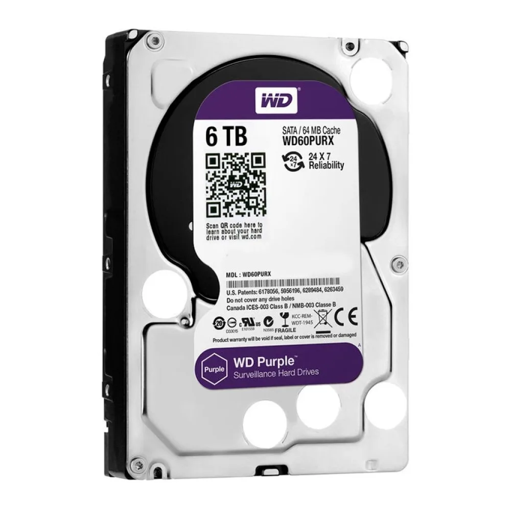 Western Digital Disco Duro Interno Videovigilancia 6TB Purple 3.5 WD60PURZ