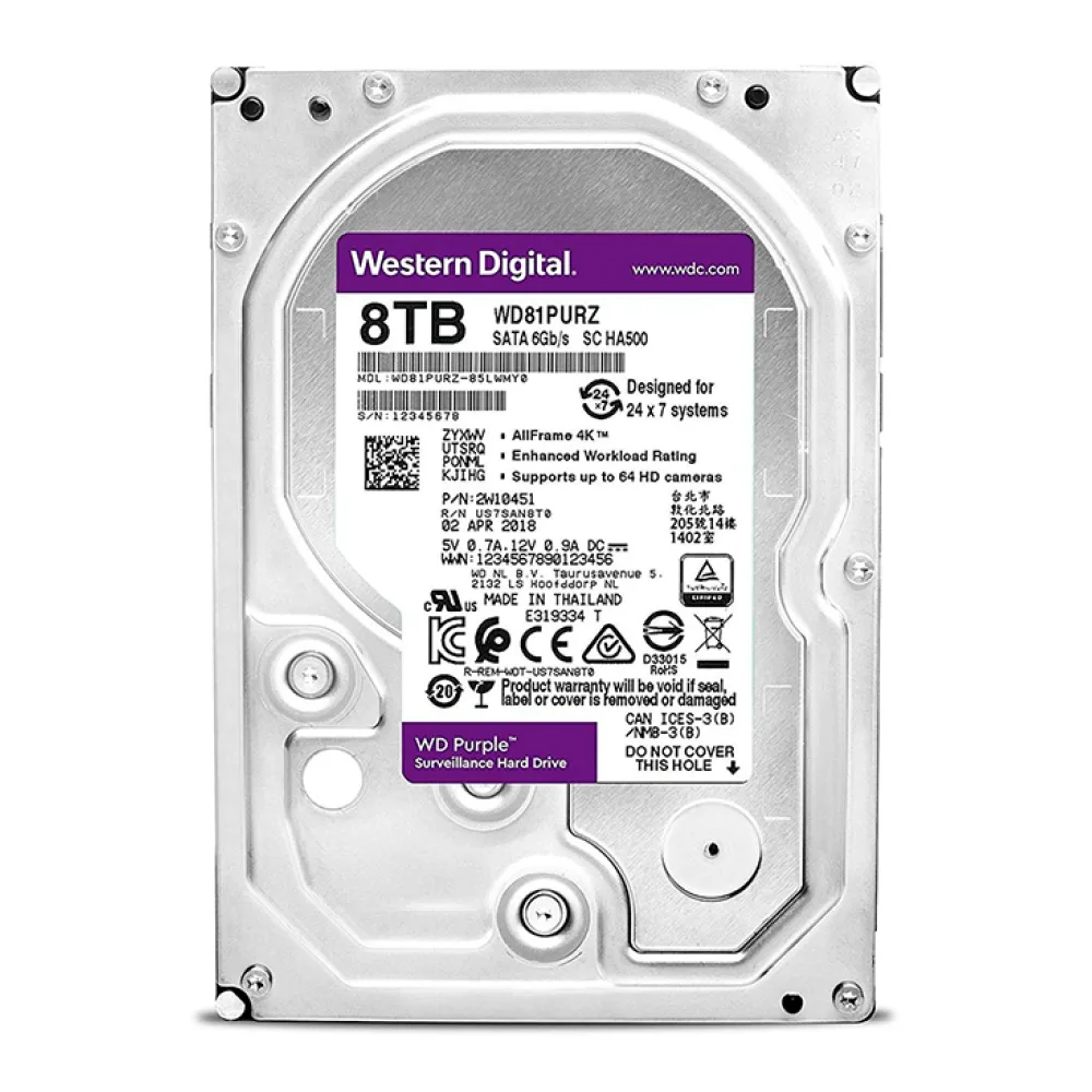 Western Digital Disco Duro Interno Videovigilancia 8TB Purple 3.5 WD81PURZ